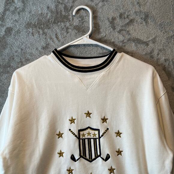 Vintage EP Pro White Crewneck Blue And Gold Stripes Golfing Sportswear Small - Picture 2 of 5